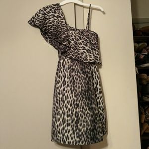 One sleeve gray cheetah dress